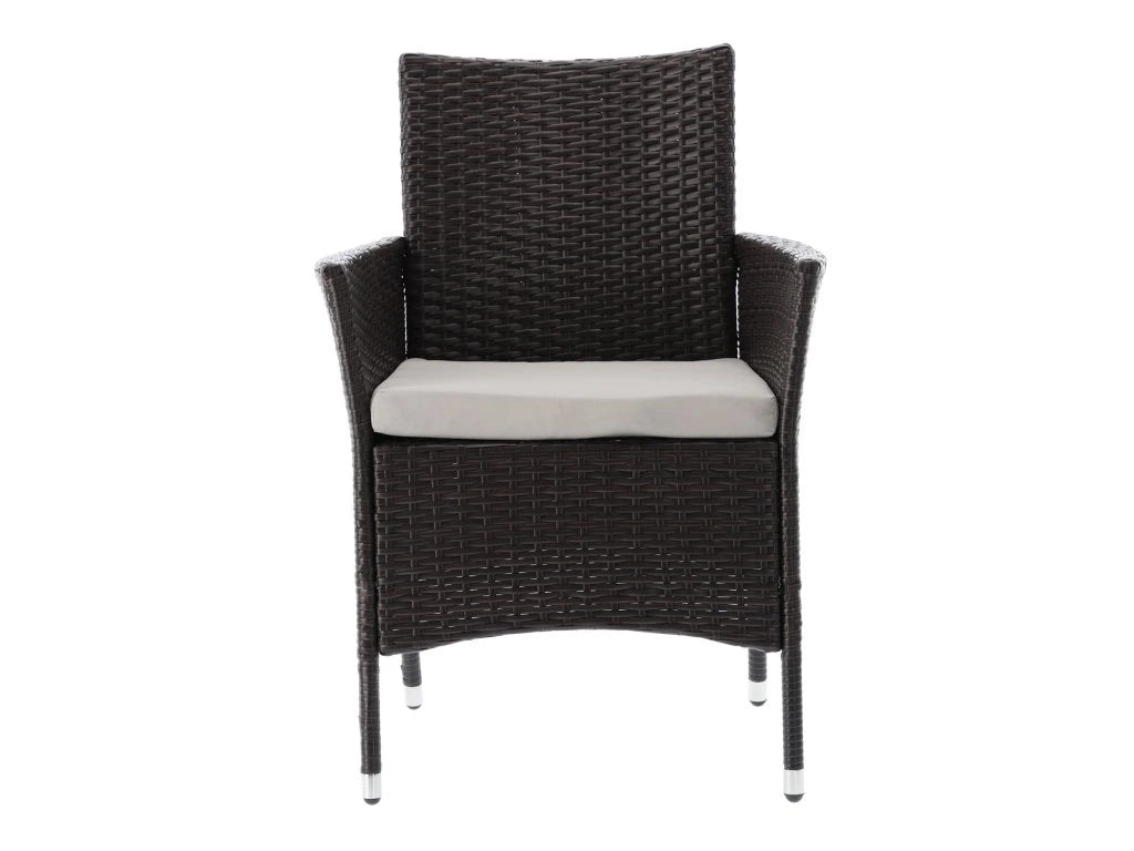 Set mobilier gradina 8 scaune si masa 196x98x73 cm, ratan si cadru otel zincat, blat masa sticla securizata, maro