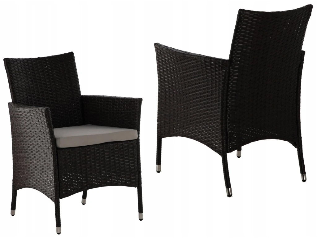 Set mobilier gradina 8 scaune si masa 196x98x73 cm, ratan si cadru otel zincat, blat masa sticla securizata, maro