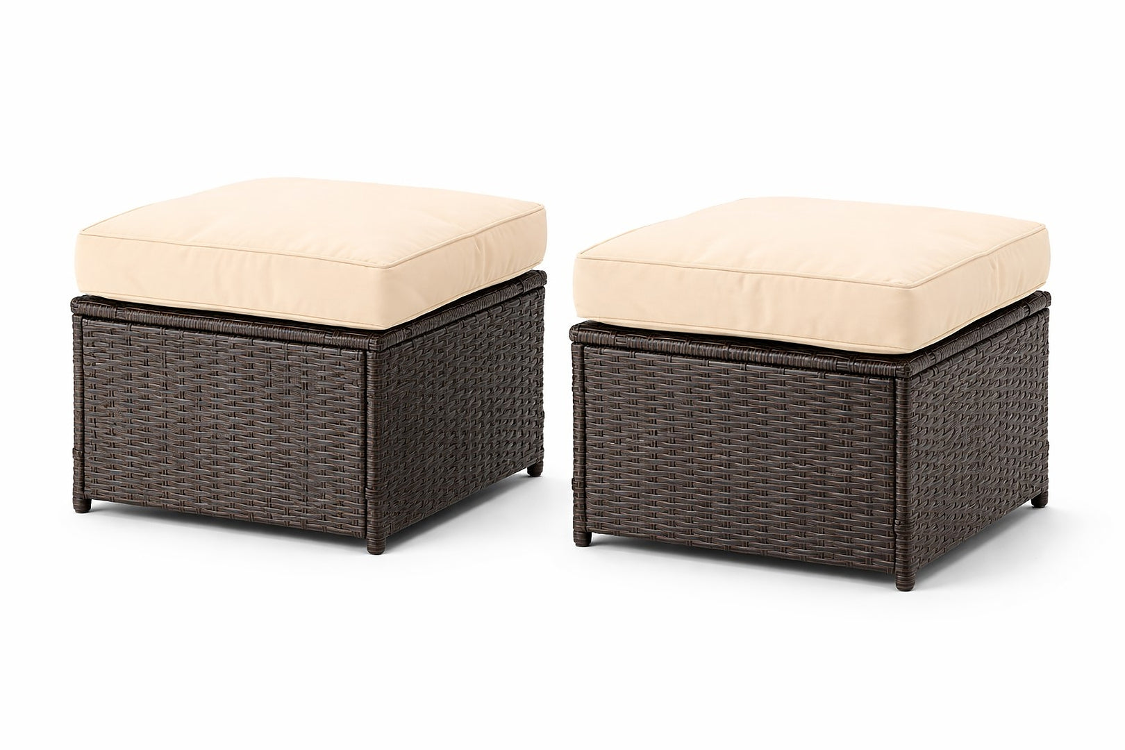 Set mobilier gradina coltar 5 piese, canapea colt, 2 tabureti si masa reglabila pe inaltime, ratan PE, 179x69x73 cm, maro si crem