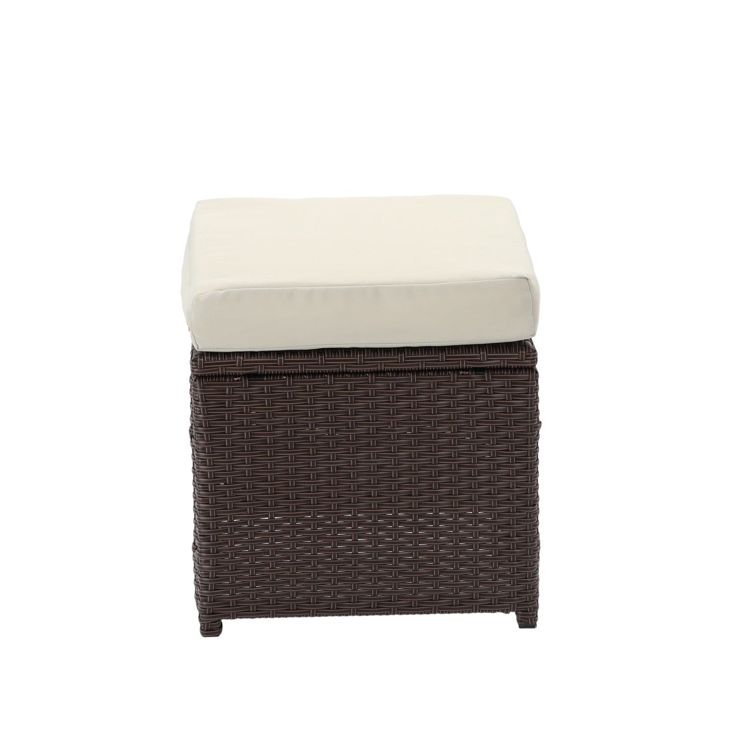 Set mobilier gradina 7 piese, canapea 3 locuri, 2 fotolii, 2 tabureti si masa cu blat de sticla, ratan PE, maro si bej