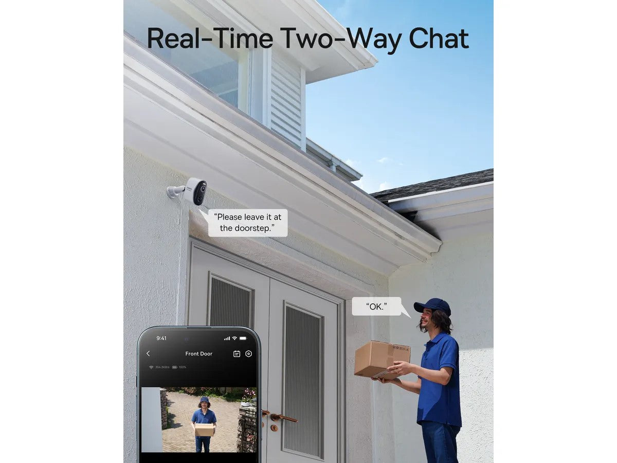 CAMERA IP Exterior Baseus N1 +, 2K, 2304 x 1296, acumulator integrat, unghi pana la 120 grade, IP67, dist. IR 30 m, tip lentila fixa 3 mm, 3 Mpx, wireless + RJ-45, slot SD card, "S0TZ002130" (timbru verde 0.8 lei)
