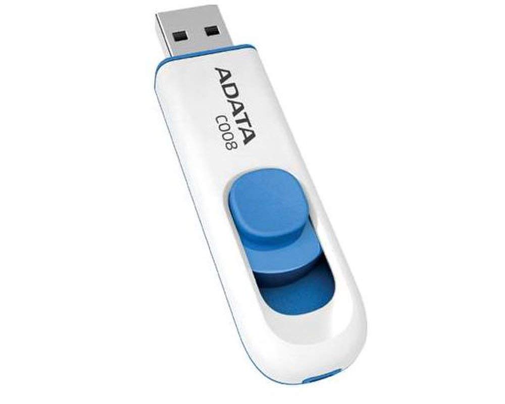 MEMORIE USB 2.0 ADATA 64 GB, retractabila, carcasa plastic, alb / albastru, "AC008-64G-RWE"