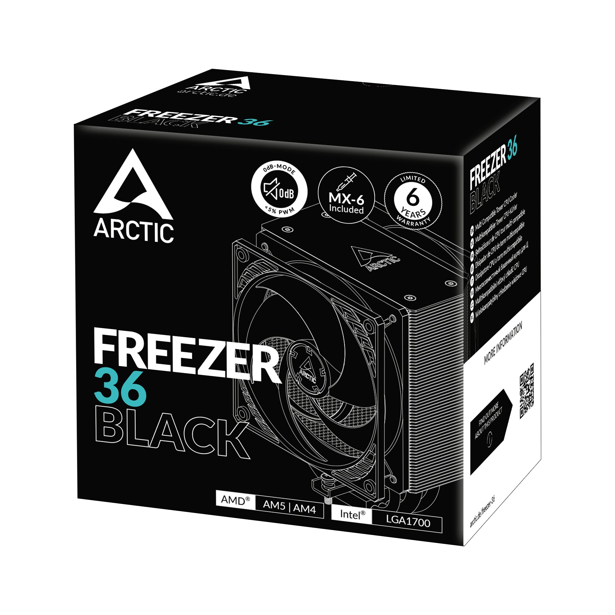 COOLER Arctic "Freezer 36 (Black)",racire aer, HDT heatpipe, skt. Intel LGA 1700, AMD AM5/AM4, fan 120mm, "ACFRE00123A"