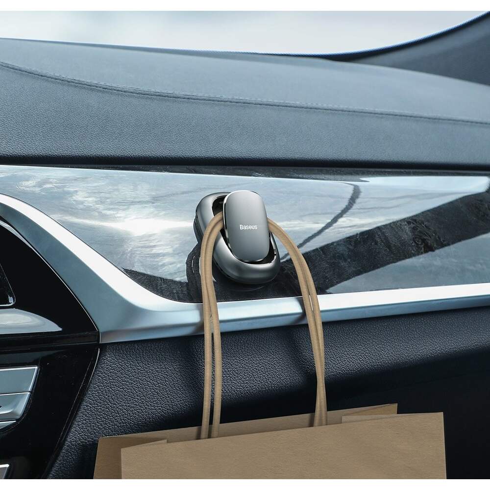 CARLIG auto Baseus Beetle, aluminiu, adeziv 3M, suporta max 2 kg, argintiu, "ACGGJK-0G" - 6953156227743