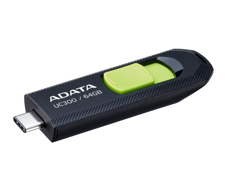 MEMORIE USB Type-C 3.2 ADATA 64 GB, retractabila, carcasa plastic, negru / verde "ACHO-UC300-64G-RBK/GN"