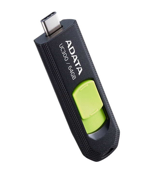MEMORIE USB Type-C 3.2 ADATA 64 GB, retractabila, carcasa plastic, negru / verde "ACHO-UC300-64G-RBK/GN"