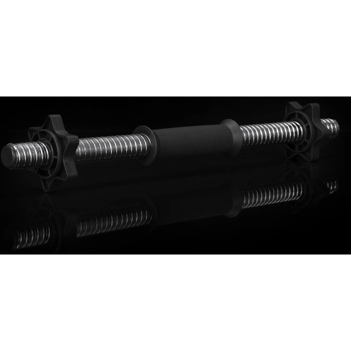 Bara pentru gantere 45 cm, otel cromat, diametru 25 mm, cu 2 coliere de fixare, argintiu - BazarOltenia imagine 3