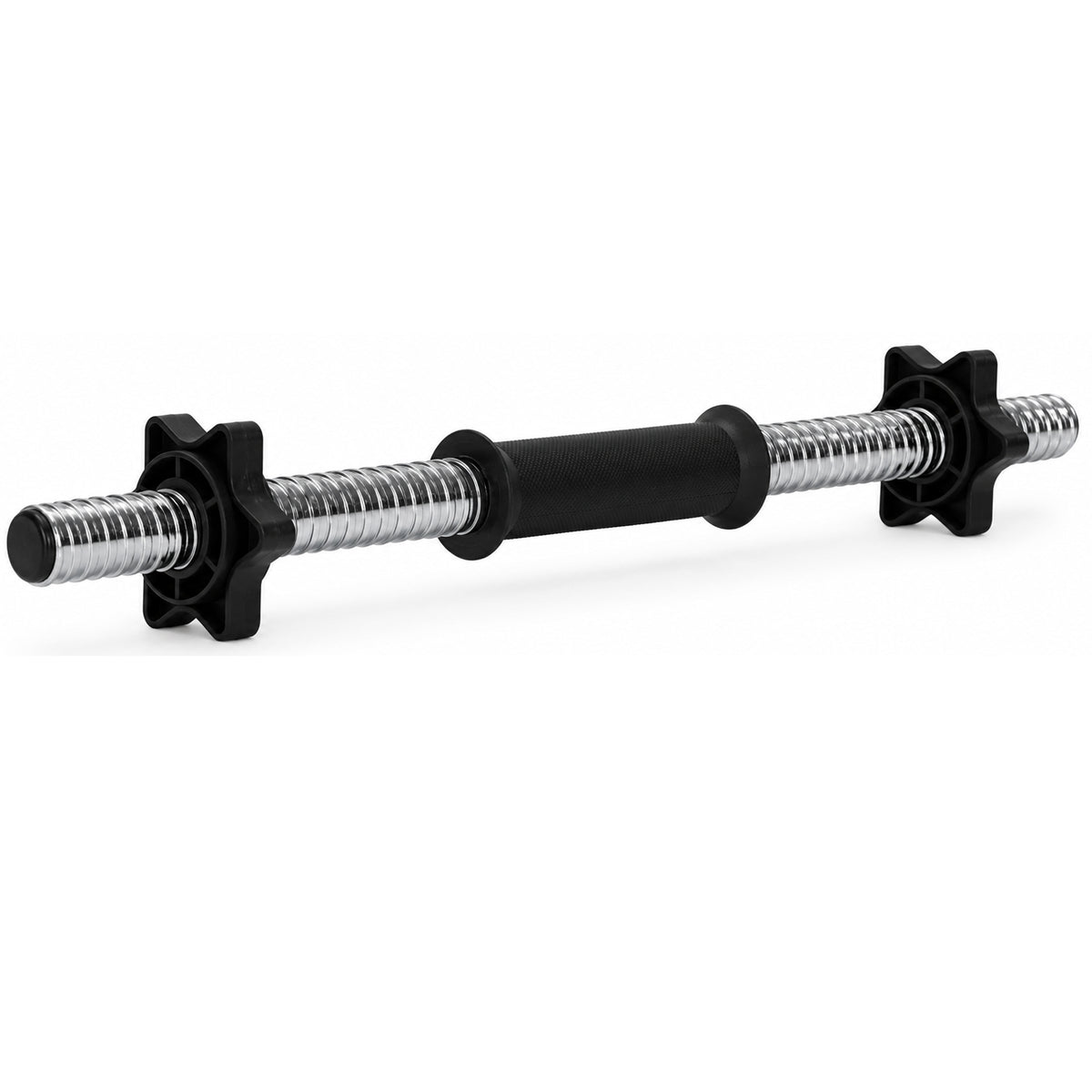 Bara pentru gantere 45 cm, otel cromat, diametru 25 mm, cu 2 coliere de fixare, argintiu