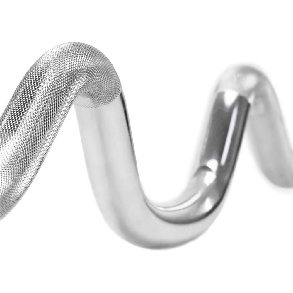 Bara haltera curbata Z pentru greutati, 120 cm, diametru 25 mm, otel cromat, incarcare maxima 140 kg