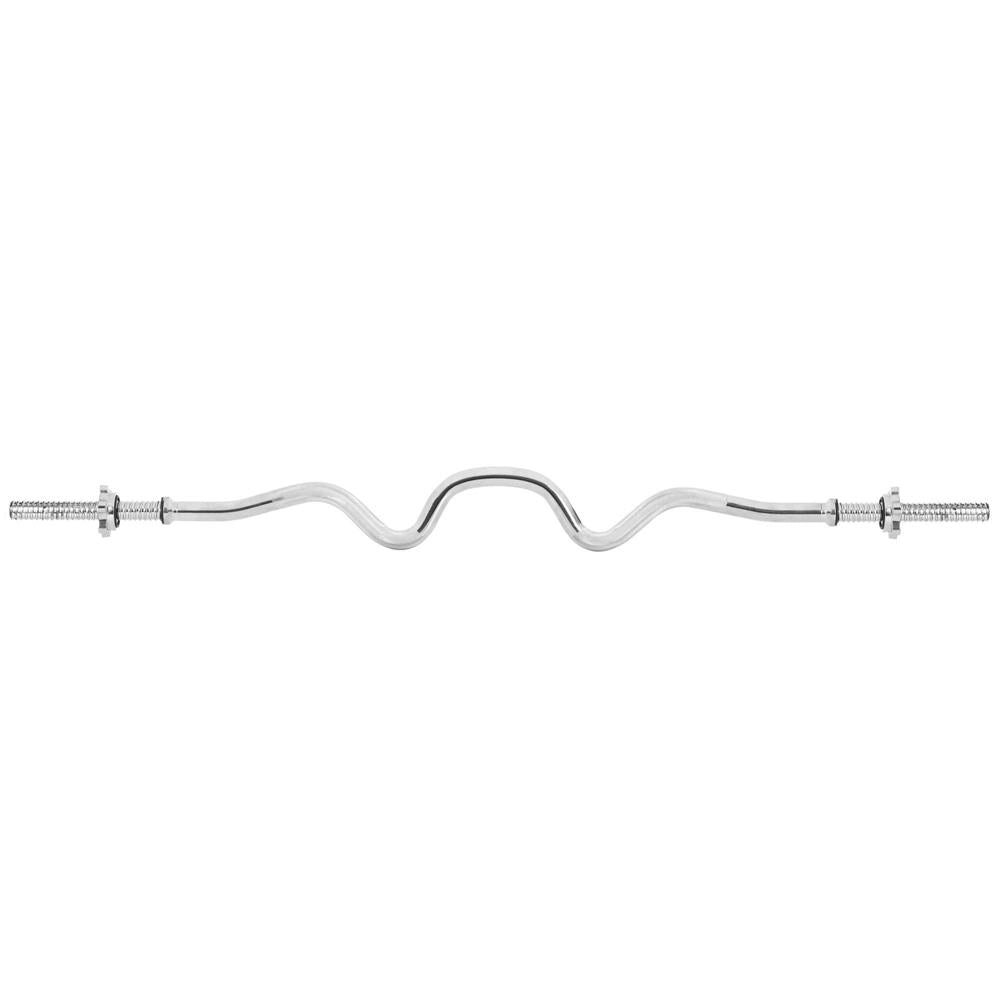 Bara haltera curbata Z pentru greutati, 120 cm, diametru 25 mm, otel cromat, incarcare maxima 140 kg