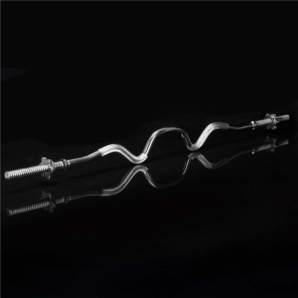 Bara haltera curbata Z pentru greutati, 120 cm, diametru 25 mm, otel cromat, incarcare maxima 140 kg