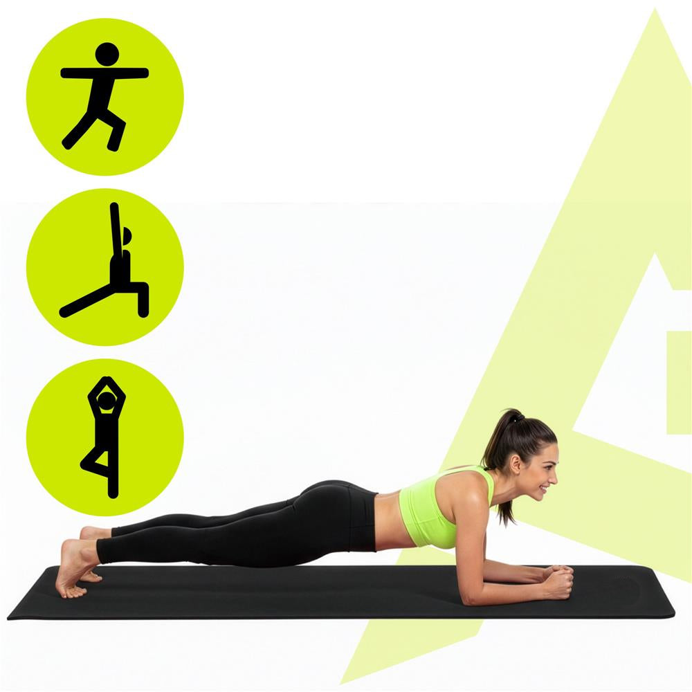 Saltea fitness antiderapanta din NBR, 183x61x1 cm, cu curea transport, negru