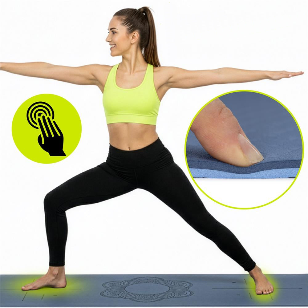 Saltea yoga antiderapanta din TPE, 183x61x0.6 cm, cu curea transport, albastru