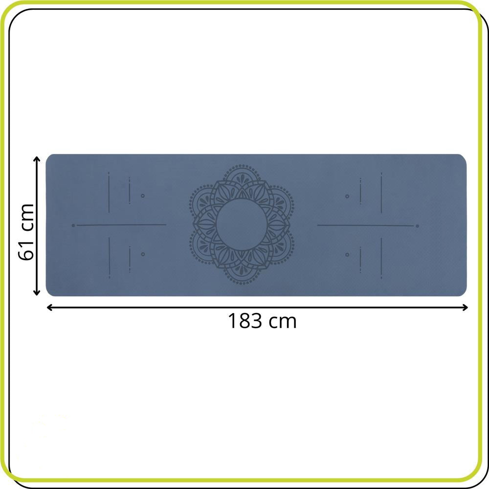 Saltea yoga antiderapanta din TPE, 183x61x0.6 cm, cu curea transport, albastru