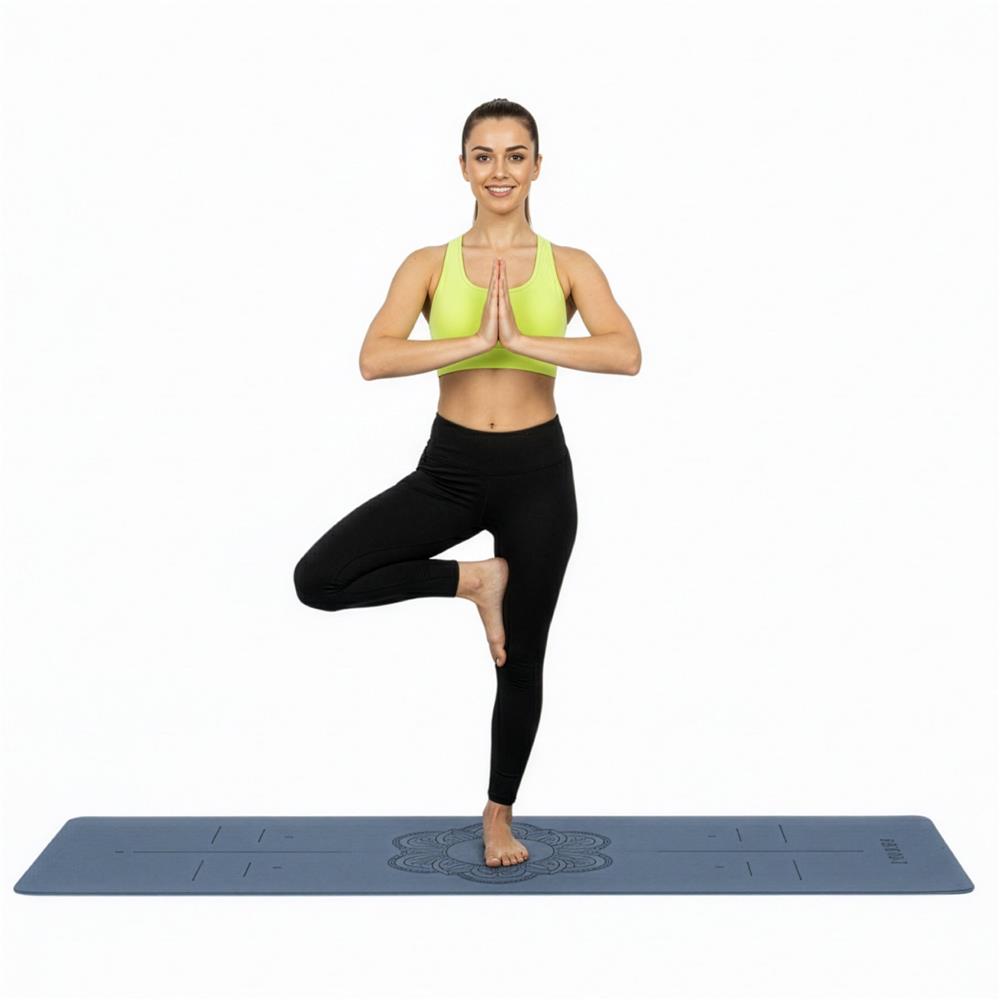 Saltea yoga antiderapanta din TPE, 183x61x0.6 cm, cu curea transport, albastru