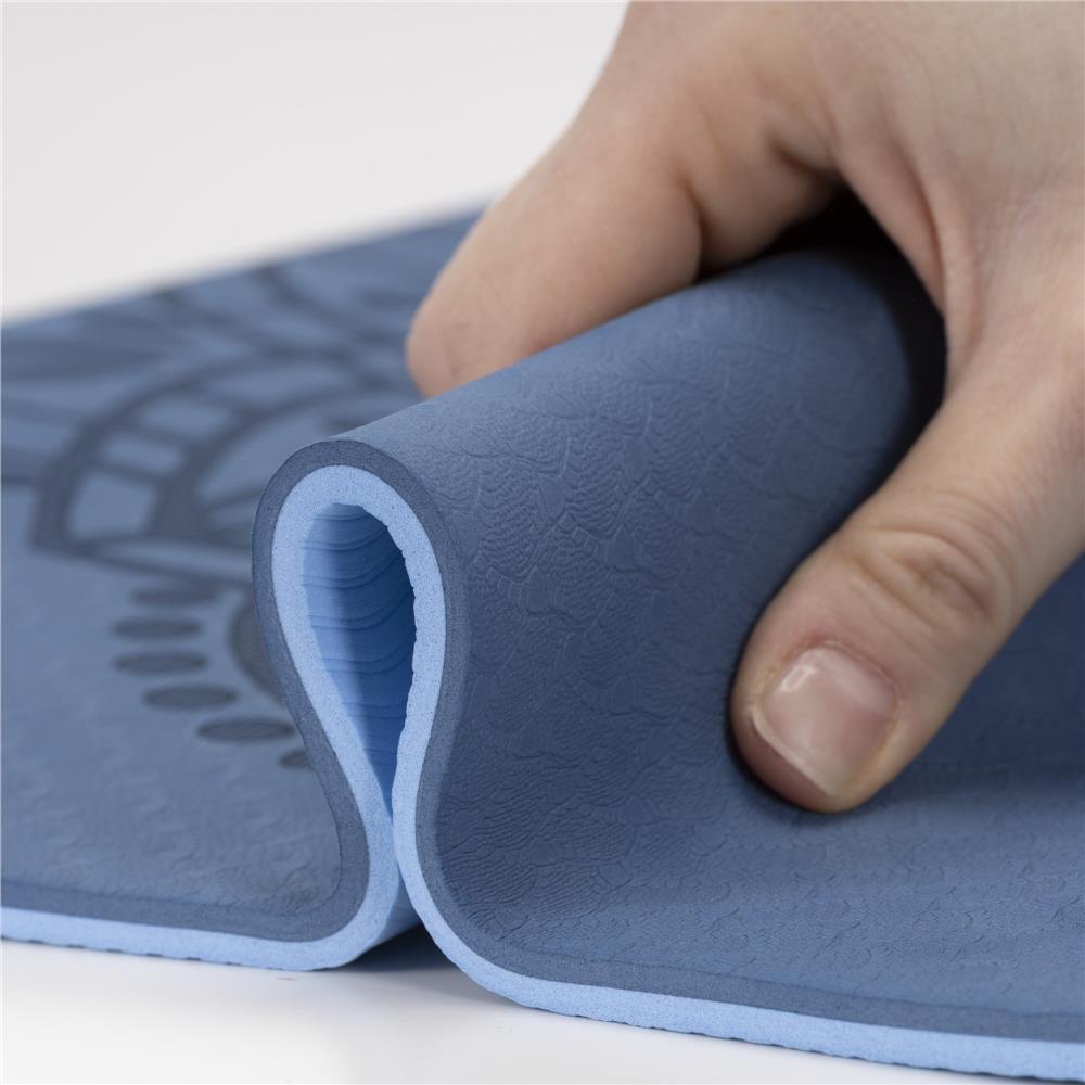 Saltea yoga antiderapanta din TPE, 183x61x0.6 cm, cu curea transport, albastru