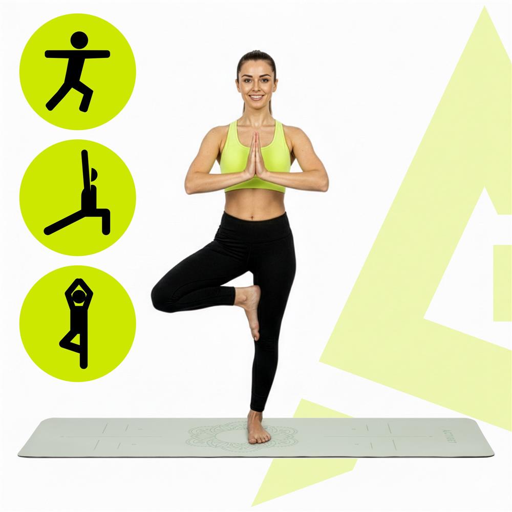 Saltea yoga antiderapanta din TPE, 183x61x0.6 cm, cu curea transport, verde