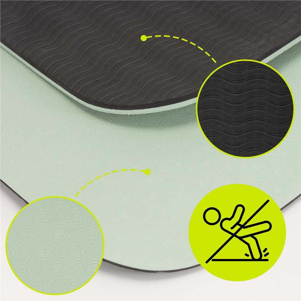 Saltea yoga antiderapanta din TPE, 183x61x0.6 cm, cu curea transport, verde