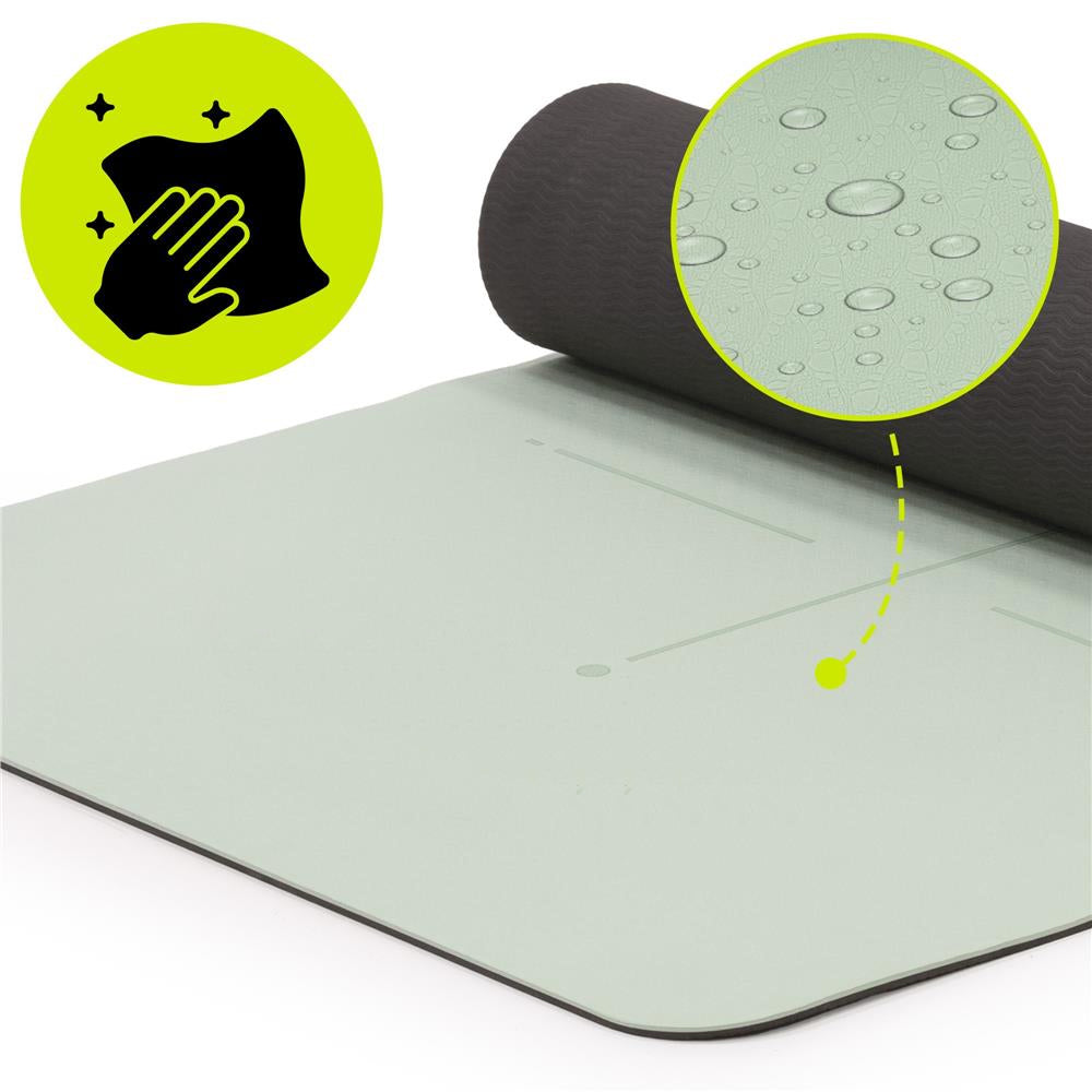 Saltea yoga antiderapanta din TPE, 183x61x0.6 cm, cu curea transport, verde
