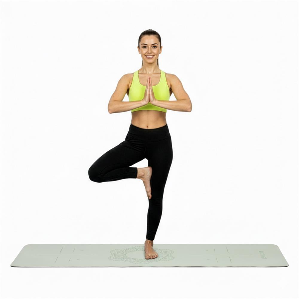 Saltea yoga antiderapanta din TPE, 183x61x0.6 cm, cu curea transport, verde