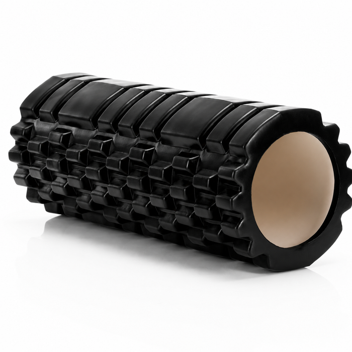 Rola pentru masaj si stretching din spuma EVA, duritate medie 50 Shore A, 33x14 cm, negru - BazarOltenia