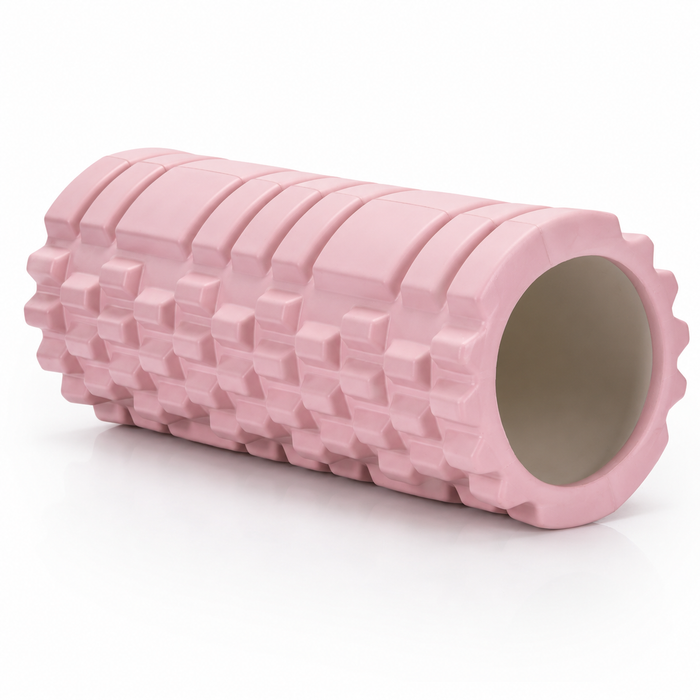 Rola pentru masaj si stretching din spuma EVA, duritate medie 50 Shore A, 33x14 cm, roz - BazarOltenia