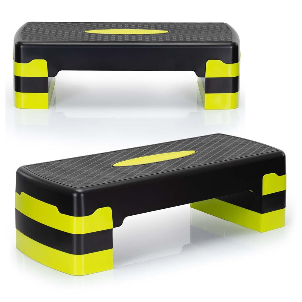 Stepper aerobic, ajustabil in 3 trepte, antiderapant, maxim 350 kg, 68x29x20 cm, negru si verde