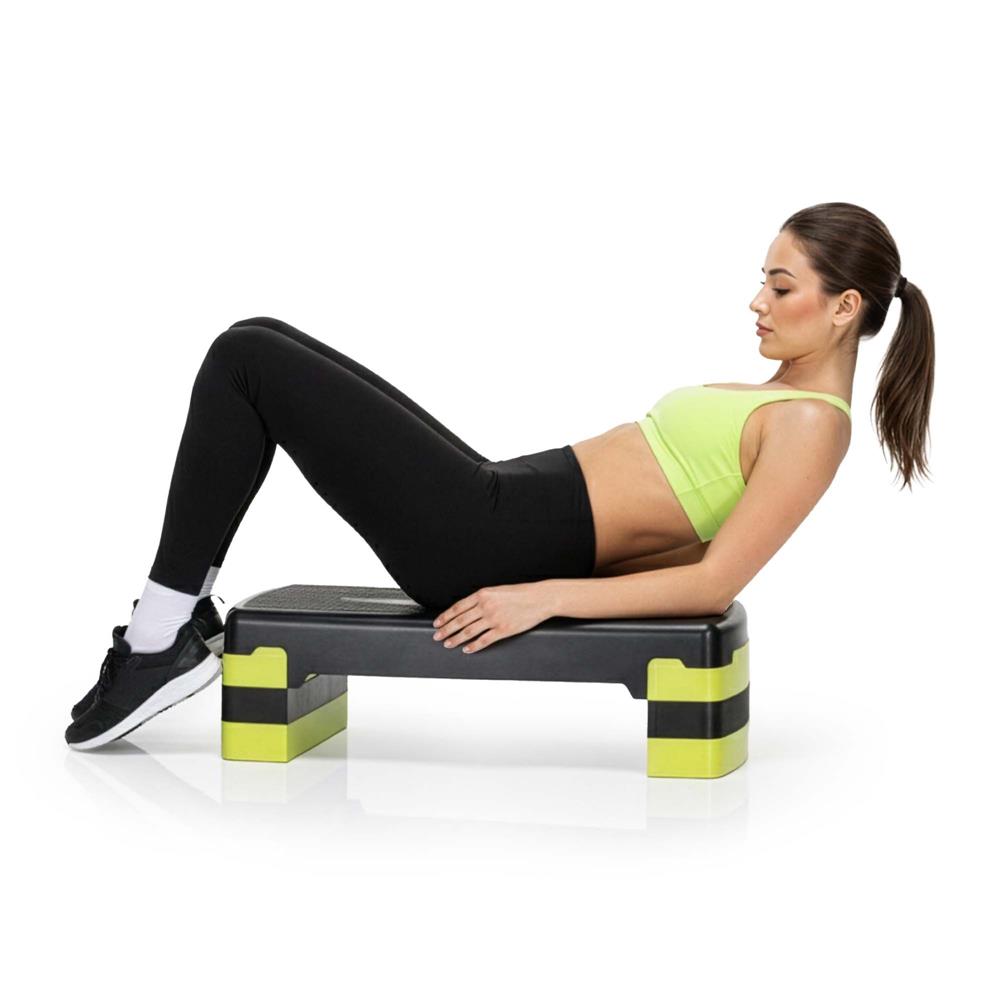 Stepper aerobic, ajustabil in 3 trepte, antiderapant, maxim 350 kg, 68x29x20 cm, negru si verde