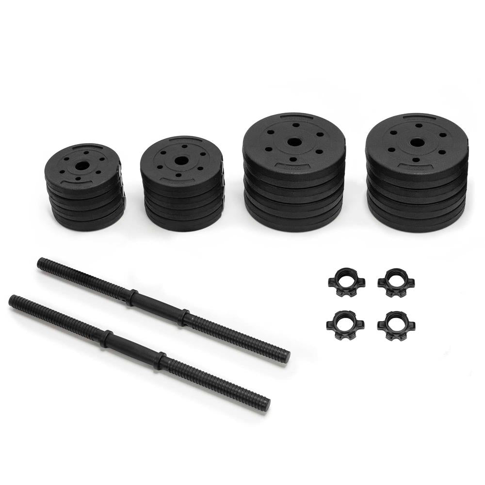 Set gantere reglabile 30 kg (2 x 15 kg), discuri cu invelis PP, negru