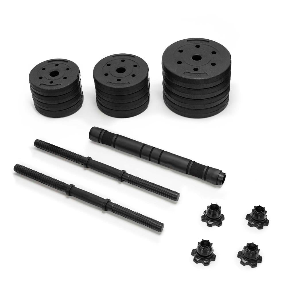 Set gantere si bara ajustabila 20 kg, 12 discuri, conector metalic cu spuma, negru