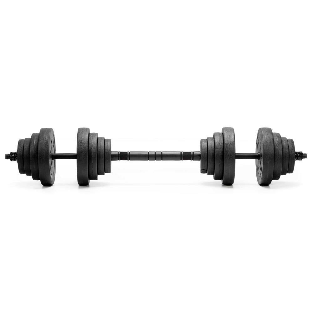 Set gantere si bara ajustabila 20 kg, 12 discuri, conector metalic cu spuma, negru