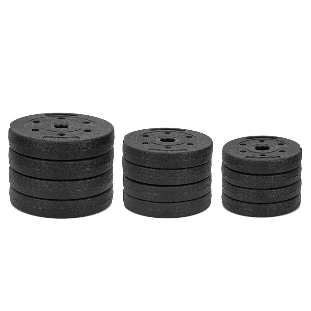 Set gantere si bara ajustabila 20 kg, 12 discuri, conector metalic cu spuma, negru