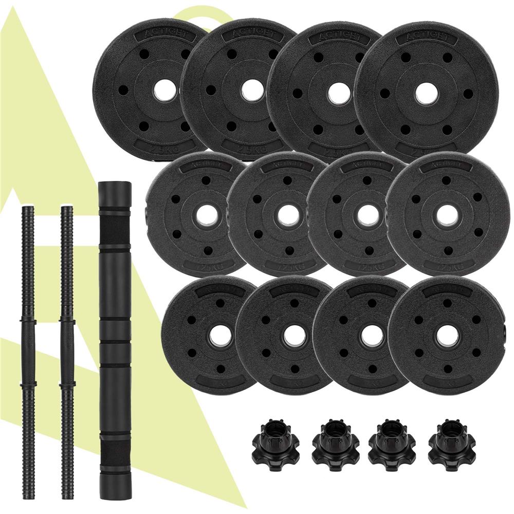 Set gantere si bara ajustabila 20 kg, 12 discuri, conector metalic cu spuma, negru