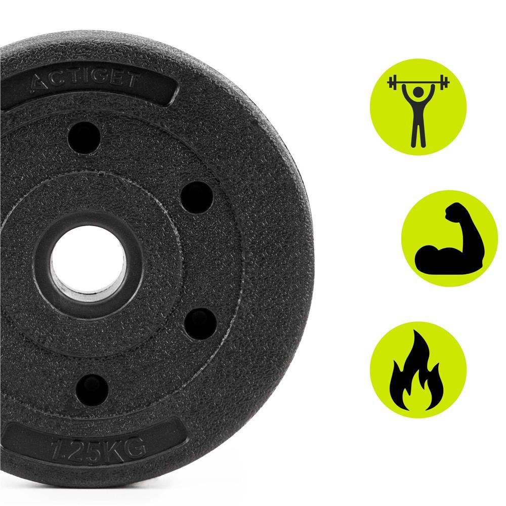 Disc greutate haltera, 1,25 kg, umplutura bitumica, invelist PP, 29 mm, negru