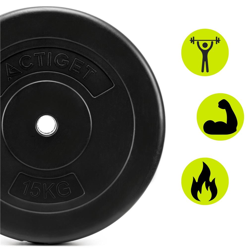 Disc greutate haltera 15 kg, 31 mm, compozit bitumic, PP, 37x7 cm, negru