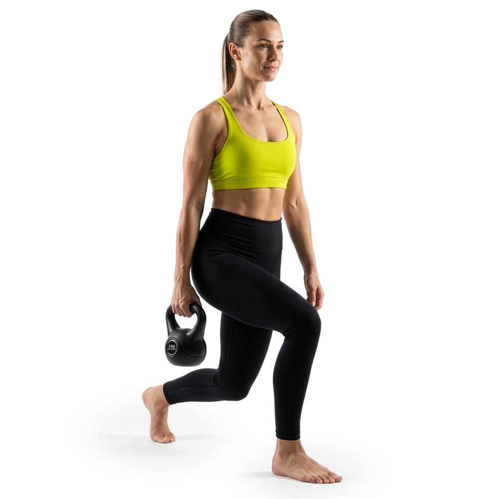 Kettlebell 2 kg, bitum cu invelis rezistent ABS, 19x16 cm, negru