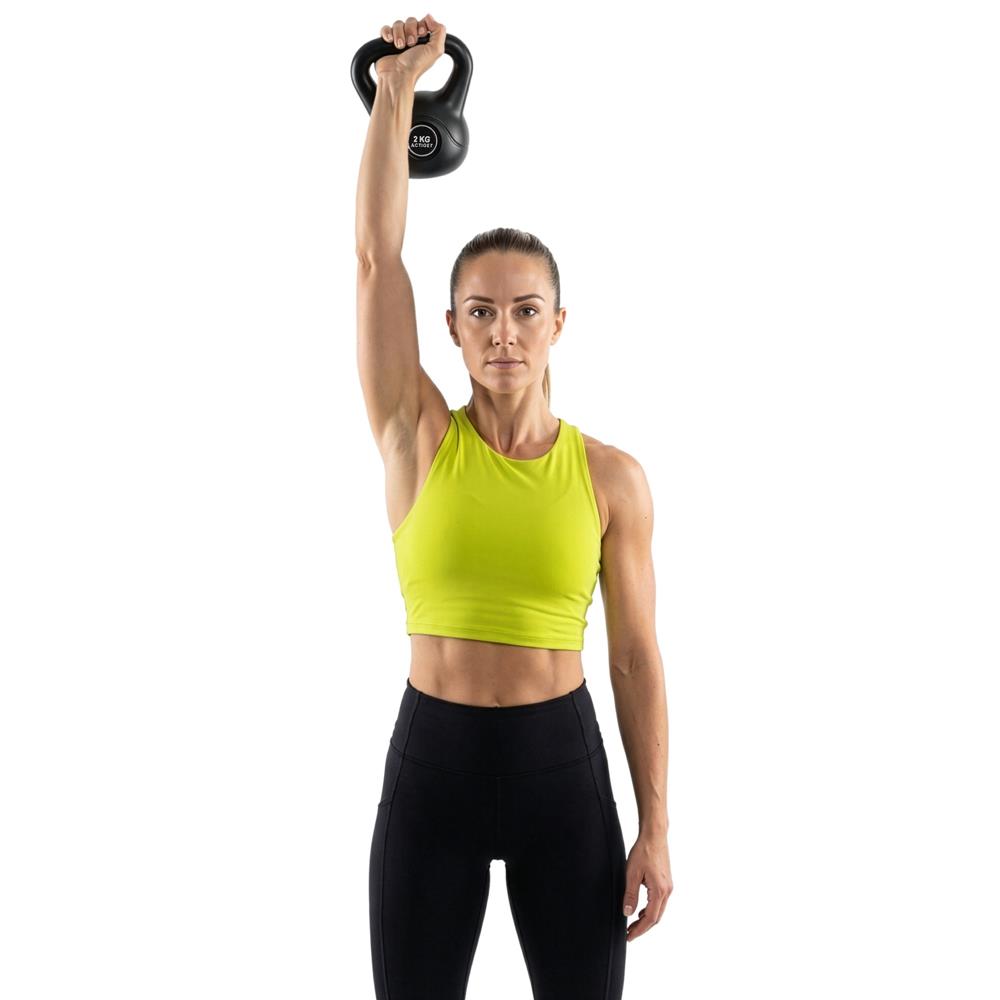 Kettlebell 2 kg, bitum cu invelis rezistent ABS, 19x16 cm, negru