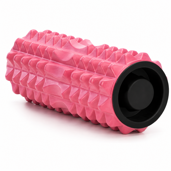 Rola pentru masaj si stretching din spuma EVA, duritate medie 55 Shore A, 33x13 cm, roz - BazarOltenia