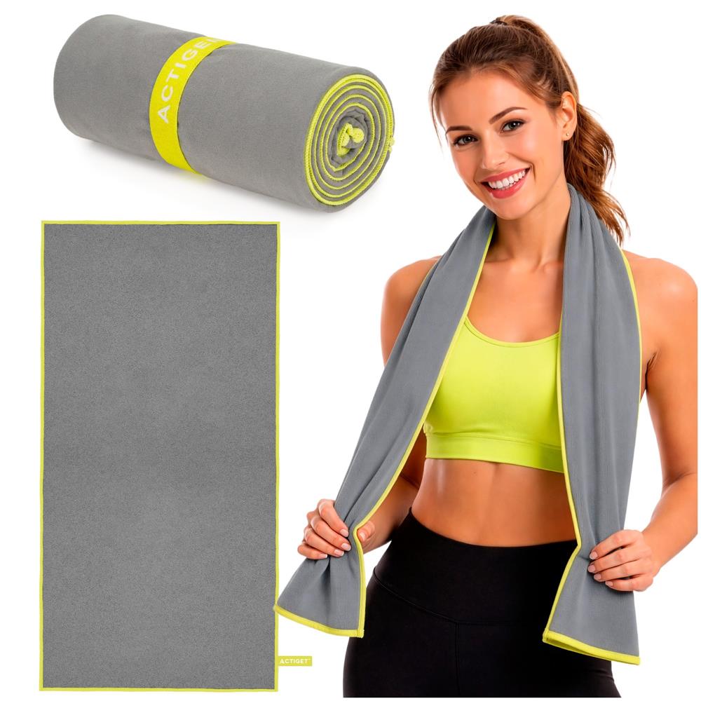 Prosop microfibra pentru plaja sau fitness, 180x100 cm, 200 GSM, uscare rapida, cu husa, gri