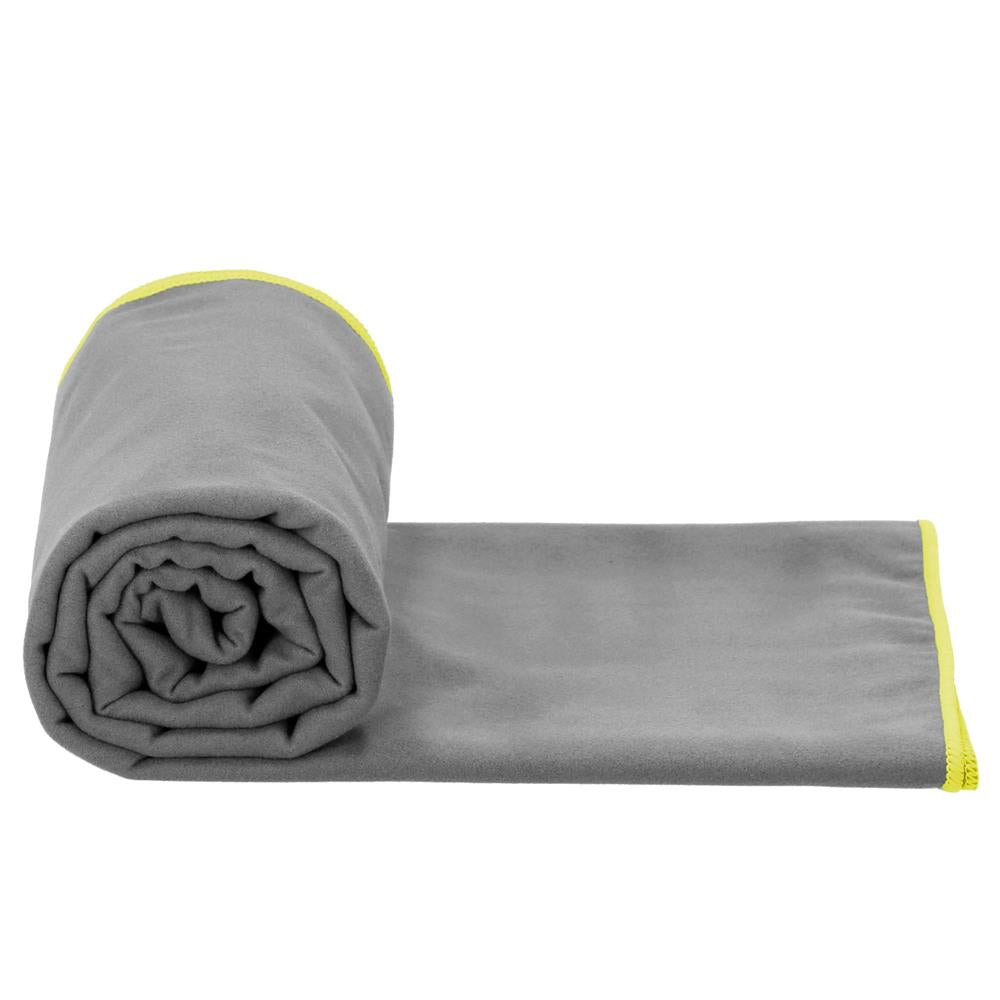 Prosop microfibra pentru plaja sau fitness, 180x100 cm, 200 GSM, uscare rapida, cu husa, gri