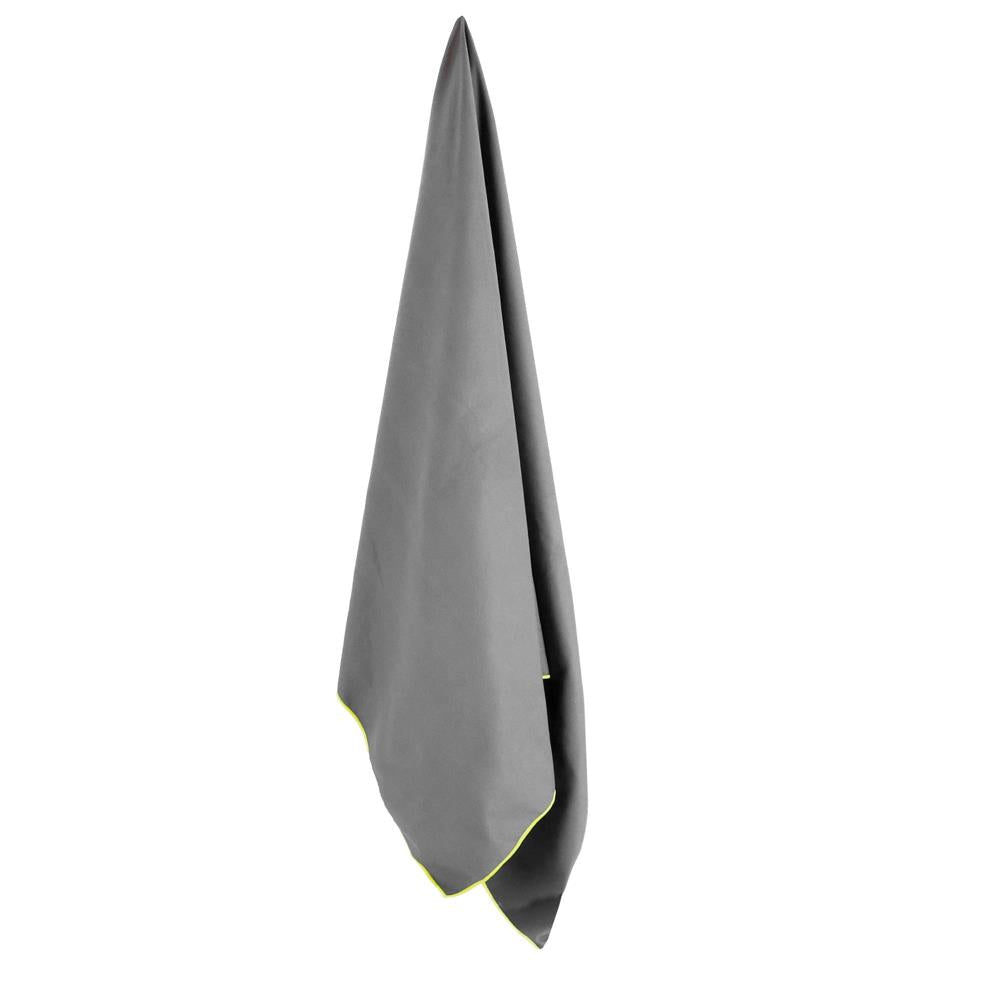 Prosop microfibra pentru plaja sau fitness, 180x100 cm, 200 GSM, uscare rapida, cu husa, gri