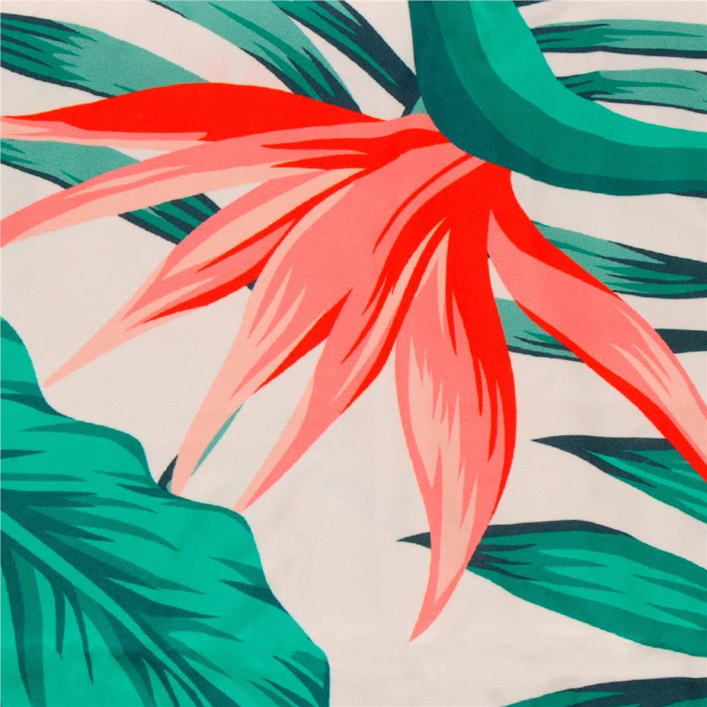 Prosop microfibra 180x100 cm, uscare rapida, compact, cu husa, model floral, alb si verde