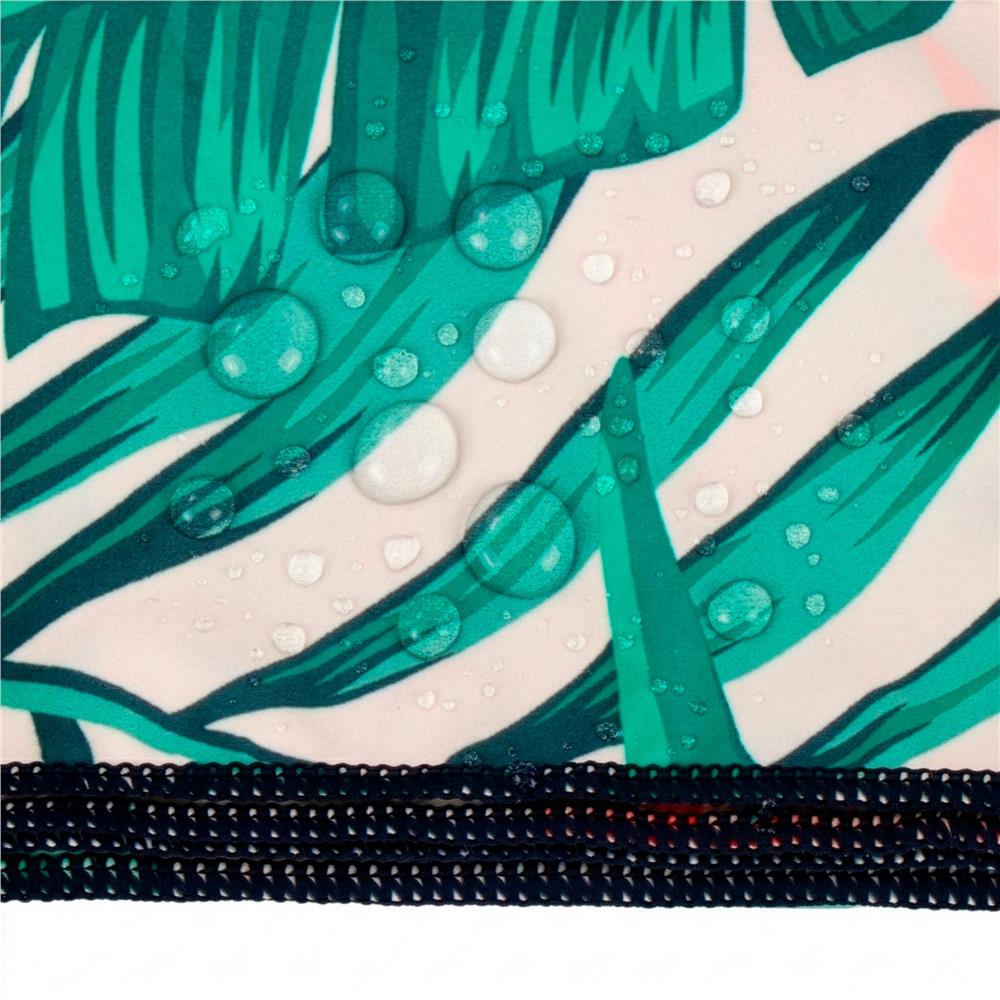 Prosop microfibra 180x100 cm, uscare rapida, compact, cu husa, model floral, alb si verde