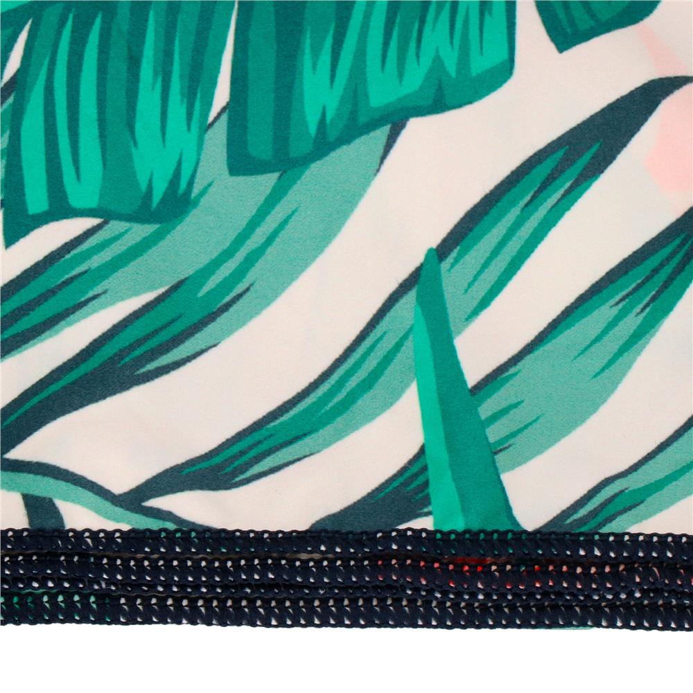 Prosop microfibra 180x100 cm, uscare rapida, compact, cu husa, model floral, alb si verde
