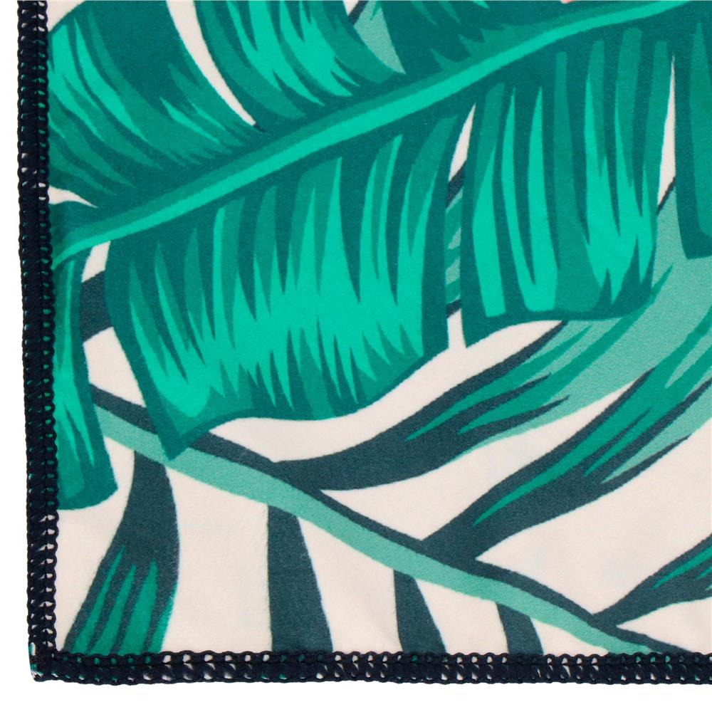 Prosop microfibra 180x100 cm, uscare rapida, compact, cu husa, model floral, alb si verde