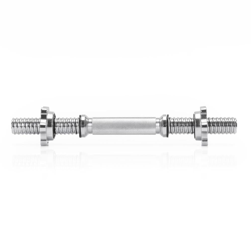 Bara gantera scurta 36 cm, diametru 28 mm, otel cromat, capacitate 80 kg, argintiu