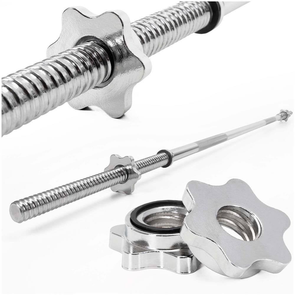 Bara haltera pentru greutati, 180 cm, diametru 25 mm, otel cromat, incarcare maxima 140 kg, argintiu