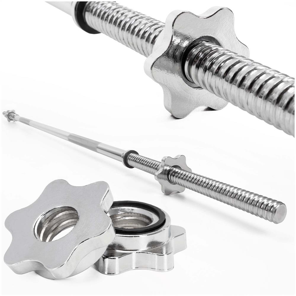 Bara haltera pentru greutati, 180 cm, diametru 25 mm, otel cromat, incarcare maxima 140 kg, argintiu