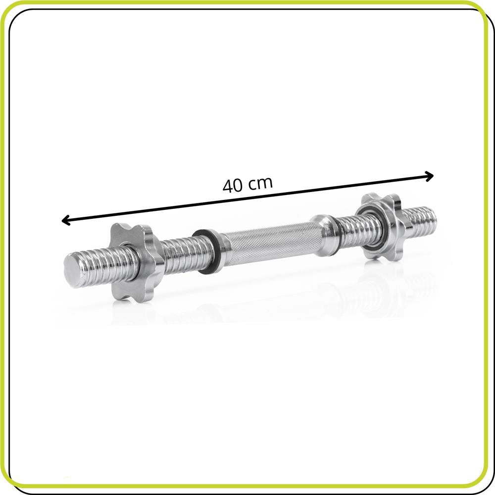 Bara gantera scurta 40 cm, diametru 30 mm, otel cromat, capacitate 100 kg, argintiu