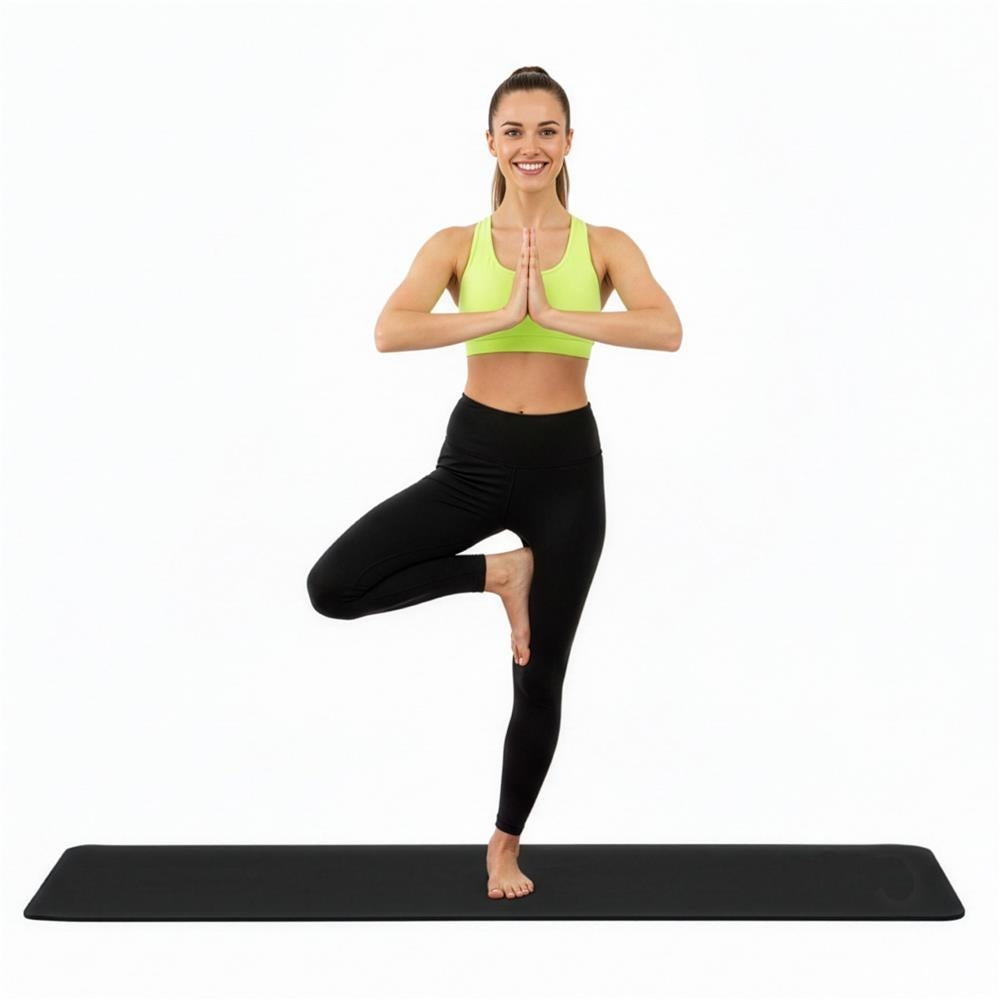 Saltea fitness antiderapanta din NBR, 183x61x2 cm, cu curea transport, negru